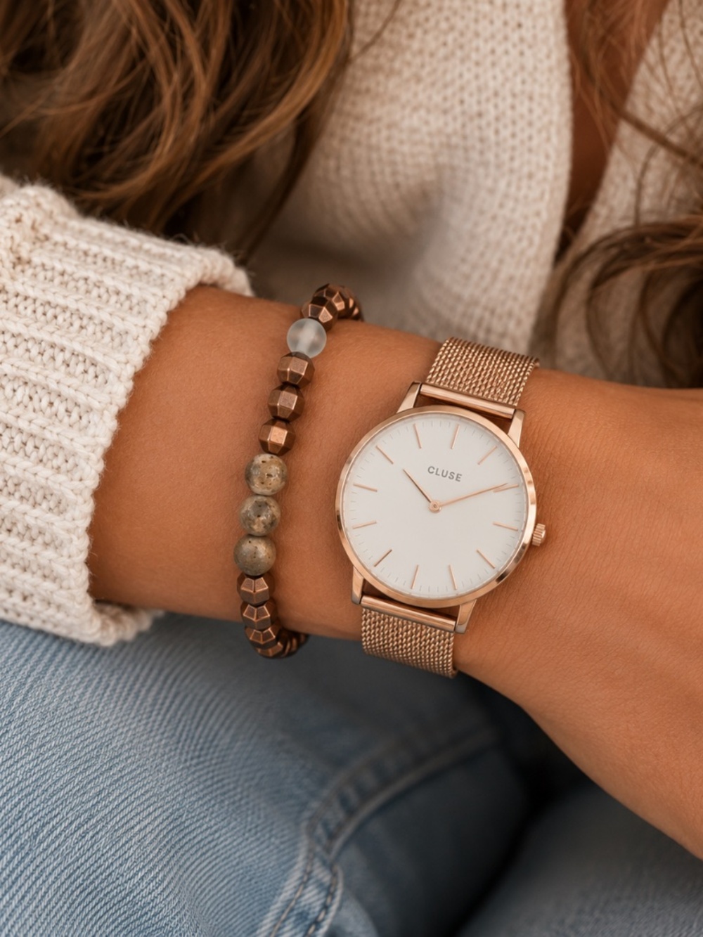 {Handmade} Brown Beaded Bracelet with Agates